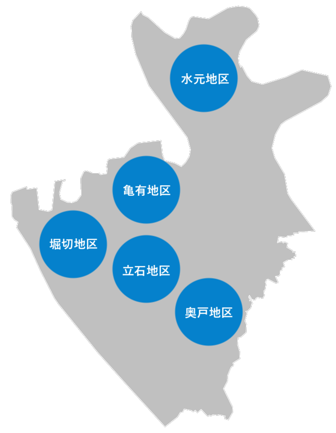 葛飾区少林寺拳法連盟の各支部地図